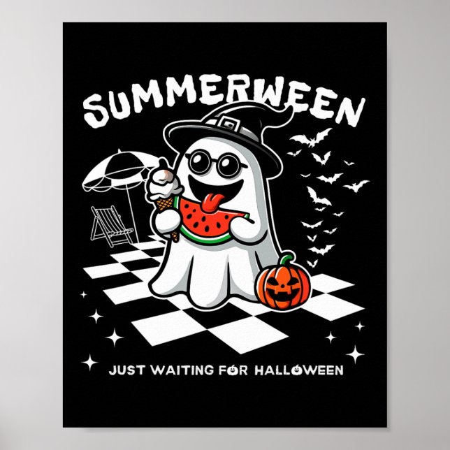 Summerween Spooky Halloween Summer Vibes Pumpkin G Poster (Front)