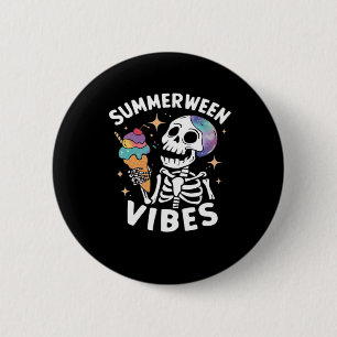 Summerween Summer Halloween Funny Skeleton Ice Cre 6 Cm Round Badge