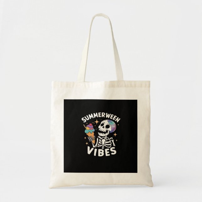 Summerween Summer Halloween Funny Skeleton Ice Cre Tote Bag (Front)