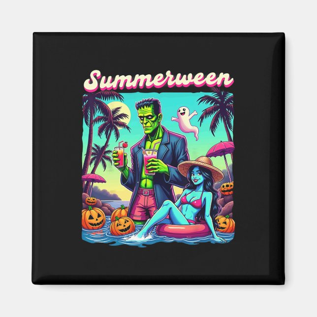 Summerween Summer Halloween Zombie Frankenstein Bo Magnet (Front)
