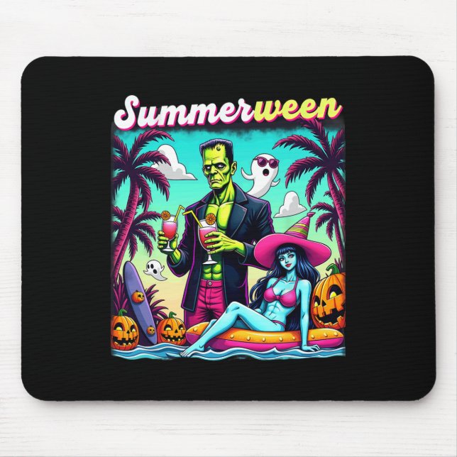 Summerween Summer Halloween Zombie Frankenstein Bo Mouse Mat (Front)