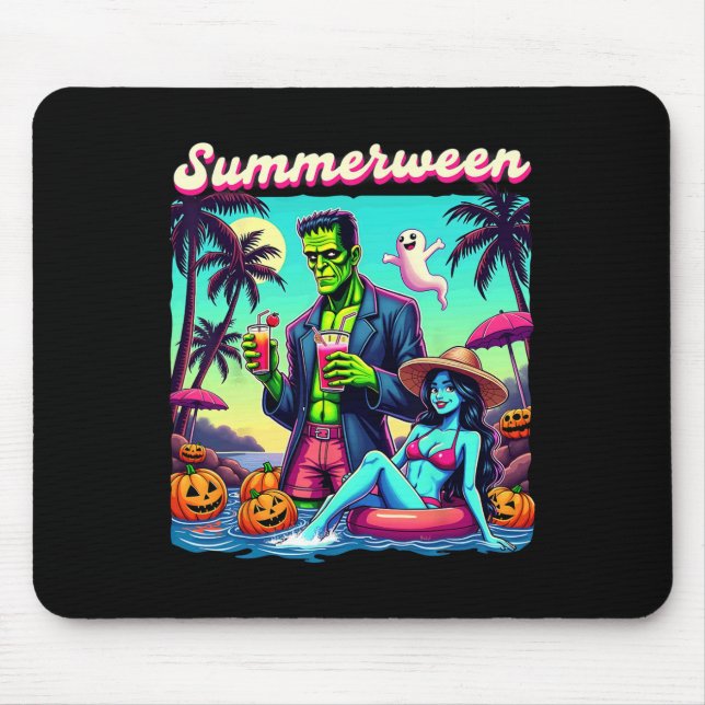 Summerween Summer Halloween Zombie Frankenstein Bo Mouse Mat (Front)
