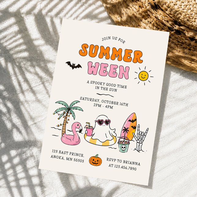 Summerween Summer Pool Halloween Party Invitation (Creator Uploaded)