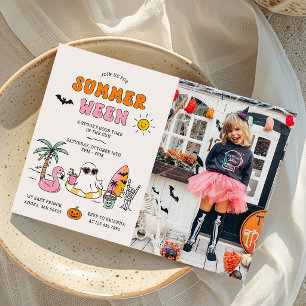 Summerween Summer Pool Halloween Party Photo Invitation