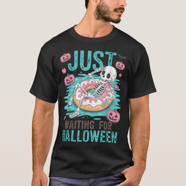 Summerween Summer Skeleton Beach Vibes Waiting  T-Shirt (Front)