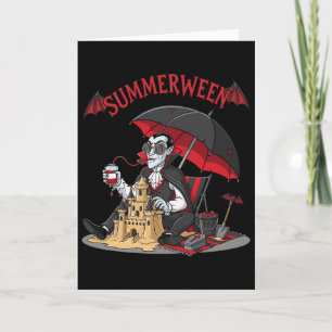 Summerween Vampire Beach Dracula Sandcastle Gothic Card