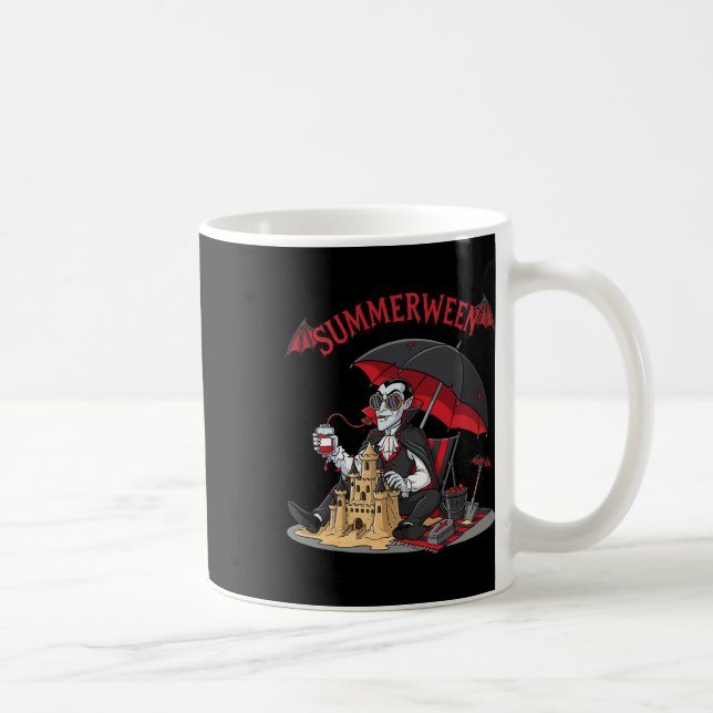 Summerween Vampire Beach Dracula Sandcastle Gothic Coffee Mug (Right)