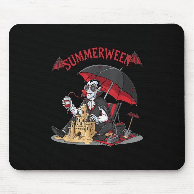Summerween Vampire Beach Dracula Sandcastle Gothic Mouse Mat (Front)