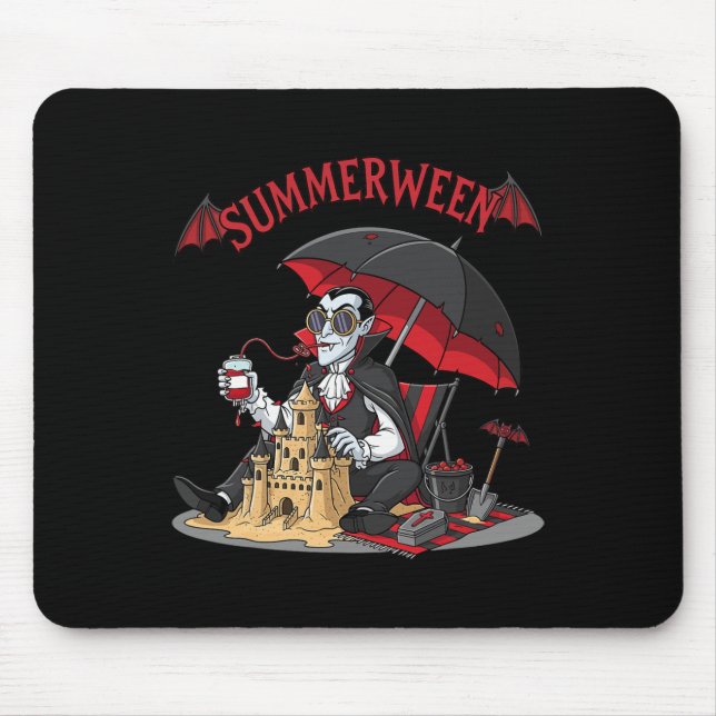 Summerween Vampire Beach Dracula Sandcastle Gothic Mouse Mat (Front)