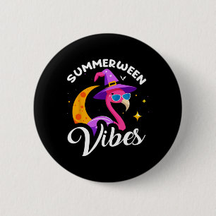 Summerween Vibes Flamingo Summer Halloween Vacatio 6 Cm Round Badge