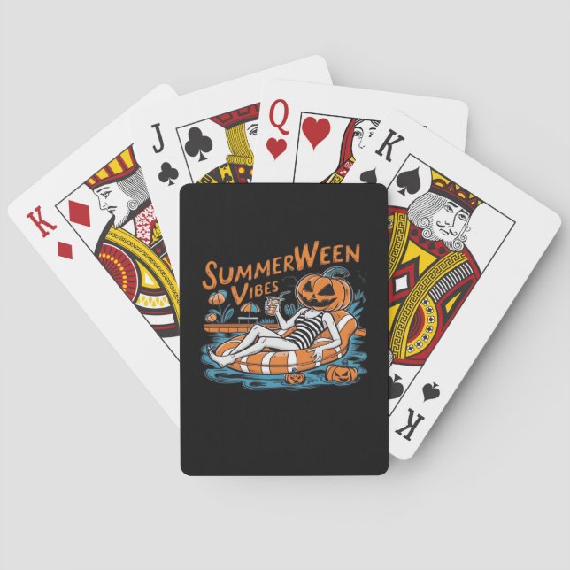 Summerween Vibes For Spooky Summer, Halloween Gift Playing Cards (Back)