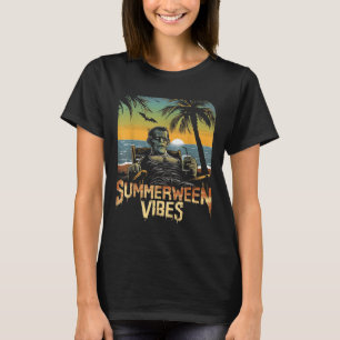 Summerween Vibes Frankenstein Summer Halloween Hol T-Shirt