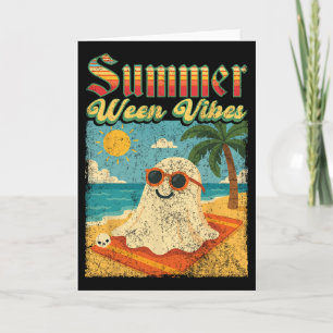 Summerween Vibes Ghost Funny Summer Halloween  Card