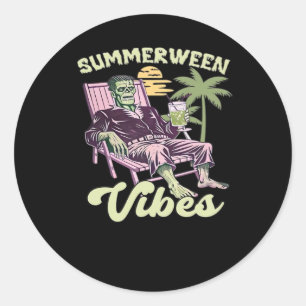 Summerween Vibes Halloween Classic Round Sticker