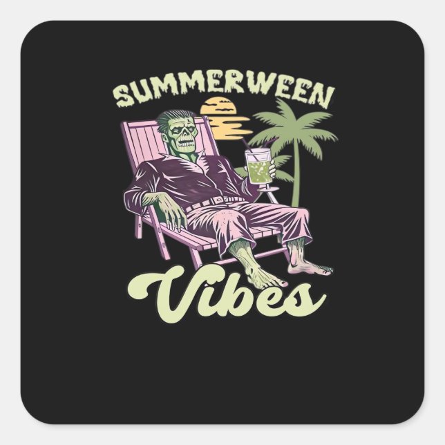 Summerween Vibes Halloween Classic Square Sticker (Front)
