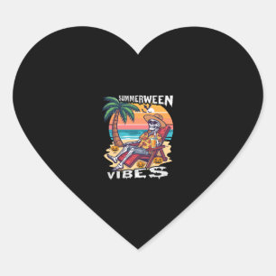 Summerween Vibes Halloween Skeleton Heart Sticker
