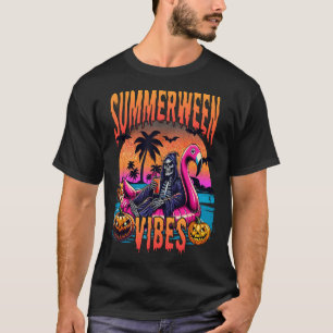 Summerween Vibes Halloween Summer Vacation Skeleto T-Shirt