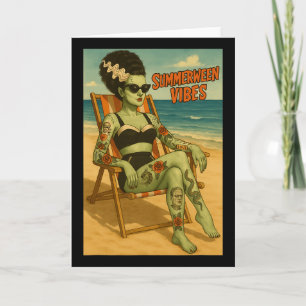 Summerween Vibes Retro Beach Gothic Style Tee Card