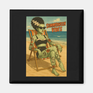 Summerween Vibes Retro Beach Gothic Style Tee Magnet