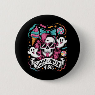 Summerween Vibes Skeleton 6 Cm Round Badge