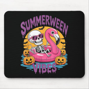 Summerween Vibes Skeleton Flamingo Spooky Hallowee Mouse Mat
