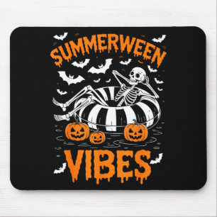 Summerween vibes skeleton floating pool pumpkin mouse mat