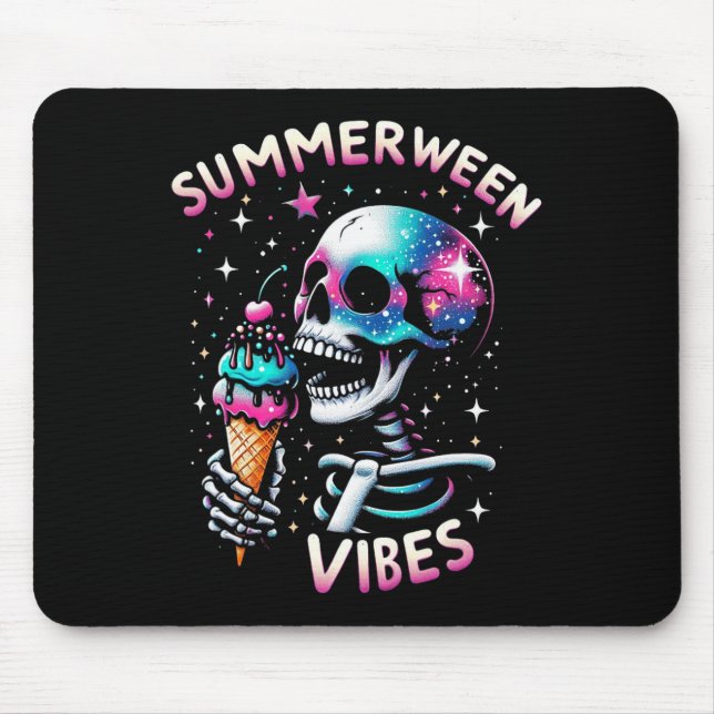 Summerween Vibes Skeleton Ice Cream Summer Hallowe Mouse Mat (Front)