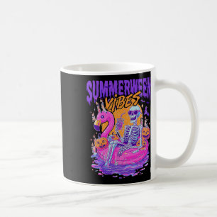 Summerween Vibes Skeleton Pumpkin Spooky Vacation Coffee Mug