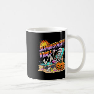 Summerween Vibes Skeleton Pumpkin Spooky Vacation Coffee Mug