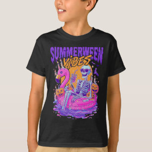 Summerween Vibes Skeleton Pumpkin Spooky Vacation T-Shirt