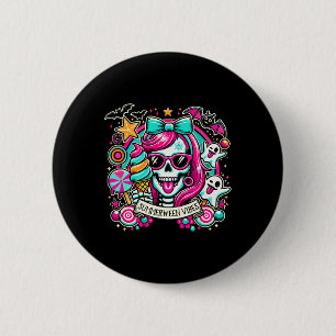 Summerween Vibes Skeleton Spooky Vacation Hallowee 6 Cm Round Badge