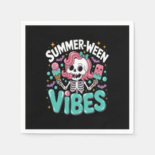 Summerween Vibes Skeleton Spooky Vacation Napkin