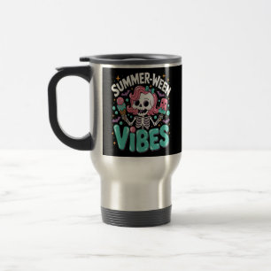 Summerween Vibes Skeleton Spooky Vacation Travel Mug