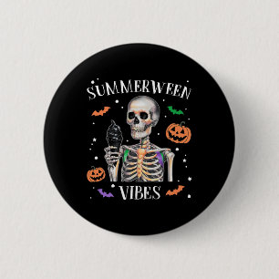 Summerween Vibes Skeleton Summer Halloween 6 Cm Round Badge