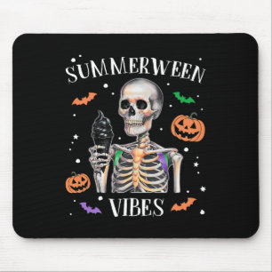 Summerween Vibes Skeleton Summer Halloween  Mouse Mat