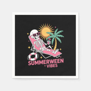 Summerween Vibes Skeleton Summer Vacation Beach Fu Napkin