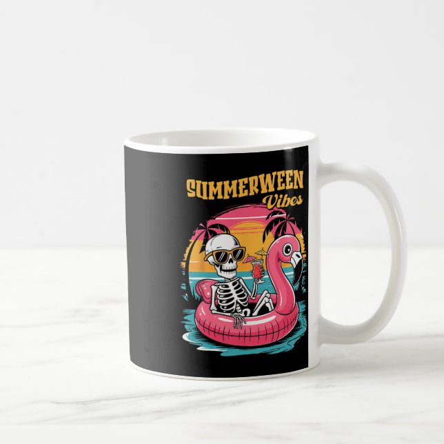 Summerween Vibes Skeleton Summer Vacation Funny Ha Coffee Mug (Right)