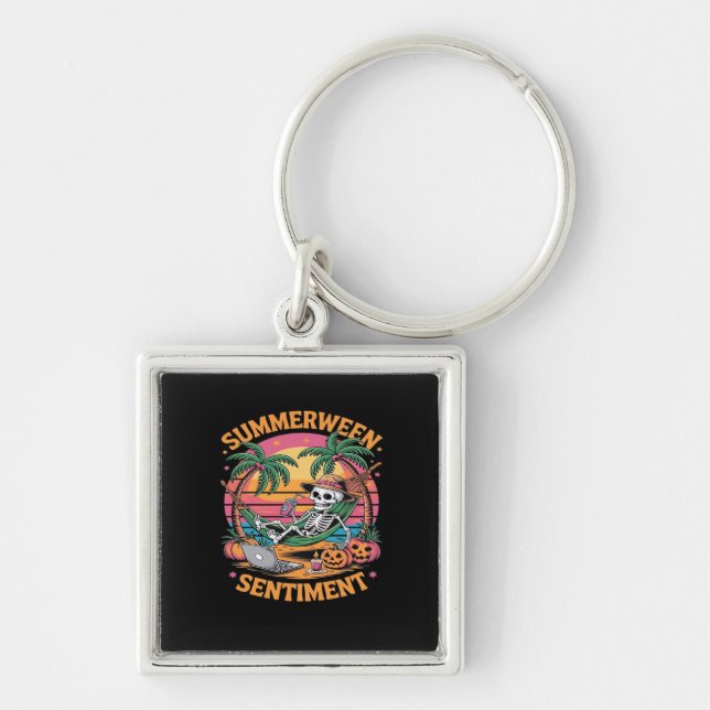 Summerween Vibes, Skeleton Summer Vacation, Summer Key Ring (Front)