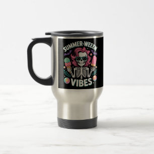 Summerween Vibes Skeleton Vacation Halloween Summe Travel Mug