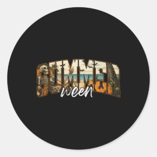 Summerween Vibes Spooky Ghoul Beach Halloween In S Classic Round Sticker