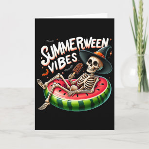 Summerween Vibes Spooky Skeleton Halloween Beach W Card