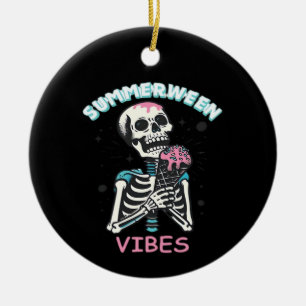 Summerween Vibes Spooky Summer Pumpkin Classic Ceramic Tree Decoration