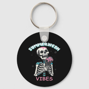 Summerween Vibes Spooky Summer Pumpkin Classic Key Ring
