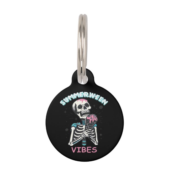 Summerween Vibes Spooky Summer Pumpkin Classic Pet Tag (Front)
