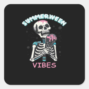 Summerween Vibes Spooky Summer Pumpkin Classic Square Sticker