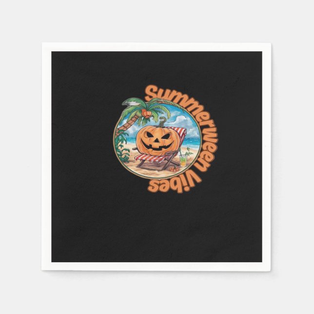 Summerween Vibes Spooky Summer Pumpkin Classic Vir Napkin (Front)