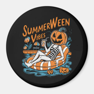 Summerween Vibes Spooky Summer Pumpkin Cute Magnet