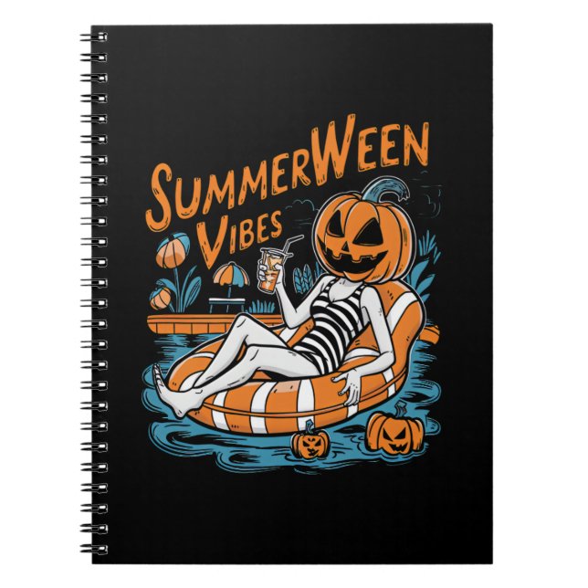 Summerween Vibes Spooky Summer Pumpkin Cute Notebook (Front)
