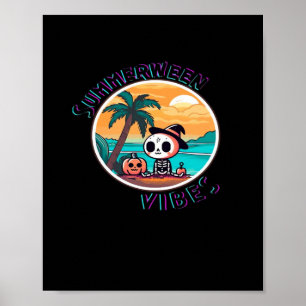 Summerween Vibes Spooky Summer Pumpkin Funny Poster