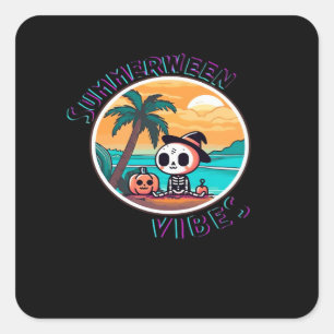 Summerween Vibes Spooky Summer Pumpkin Funny Square Sticker